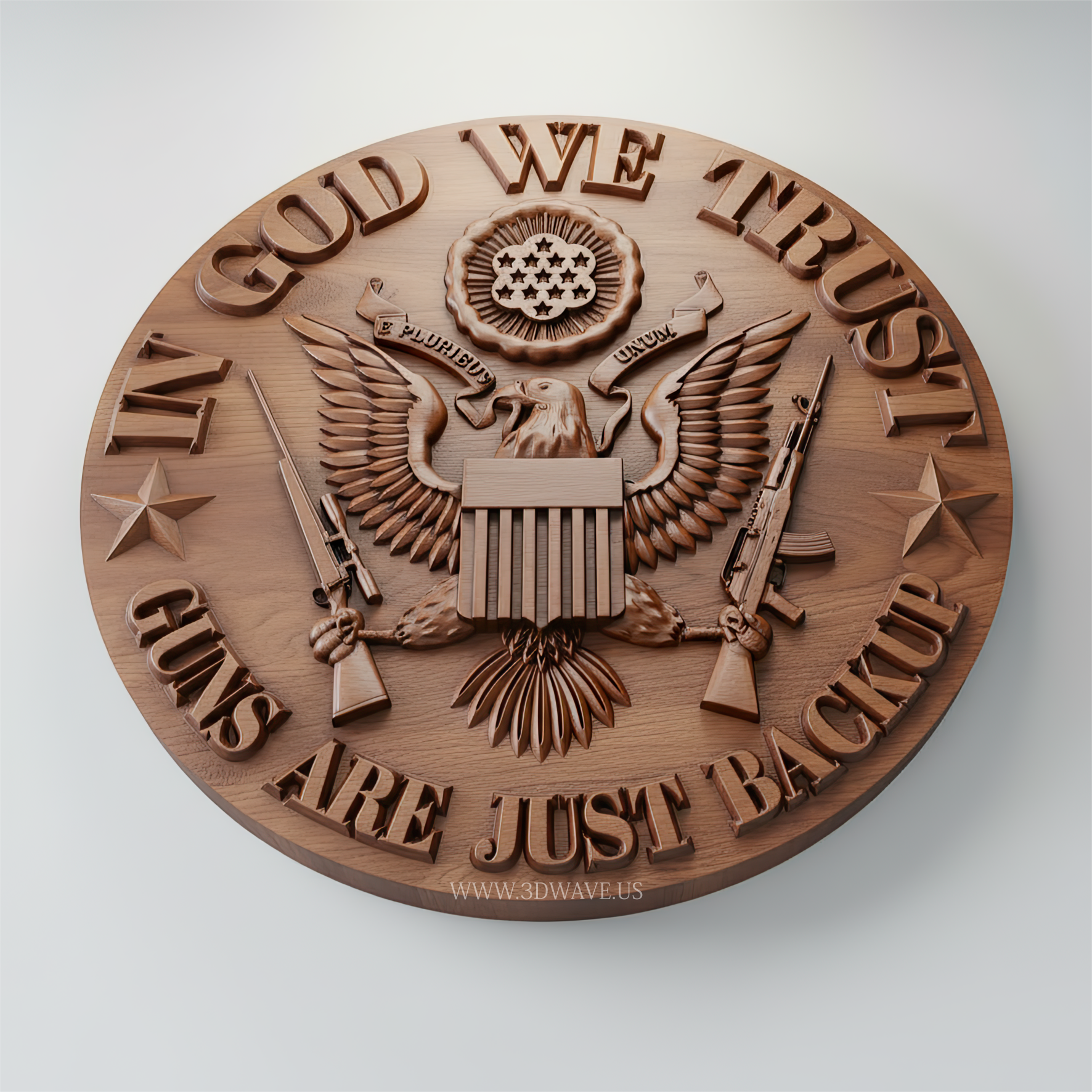 Patriotic Eagle with Guns STL | Second Amendment 3d CNC home decor - 3DWave.us