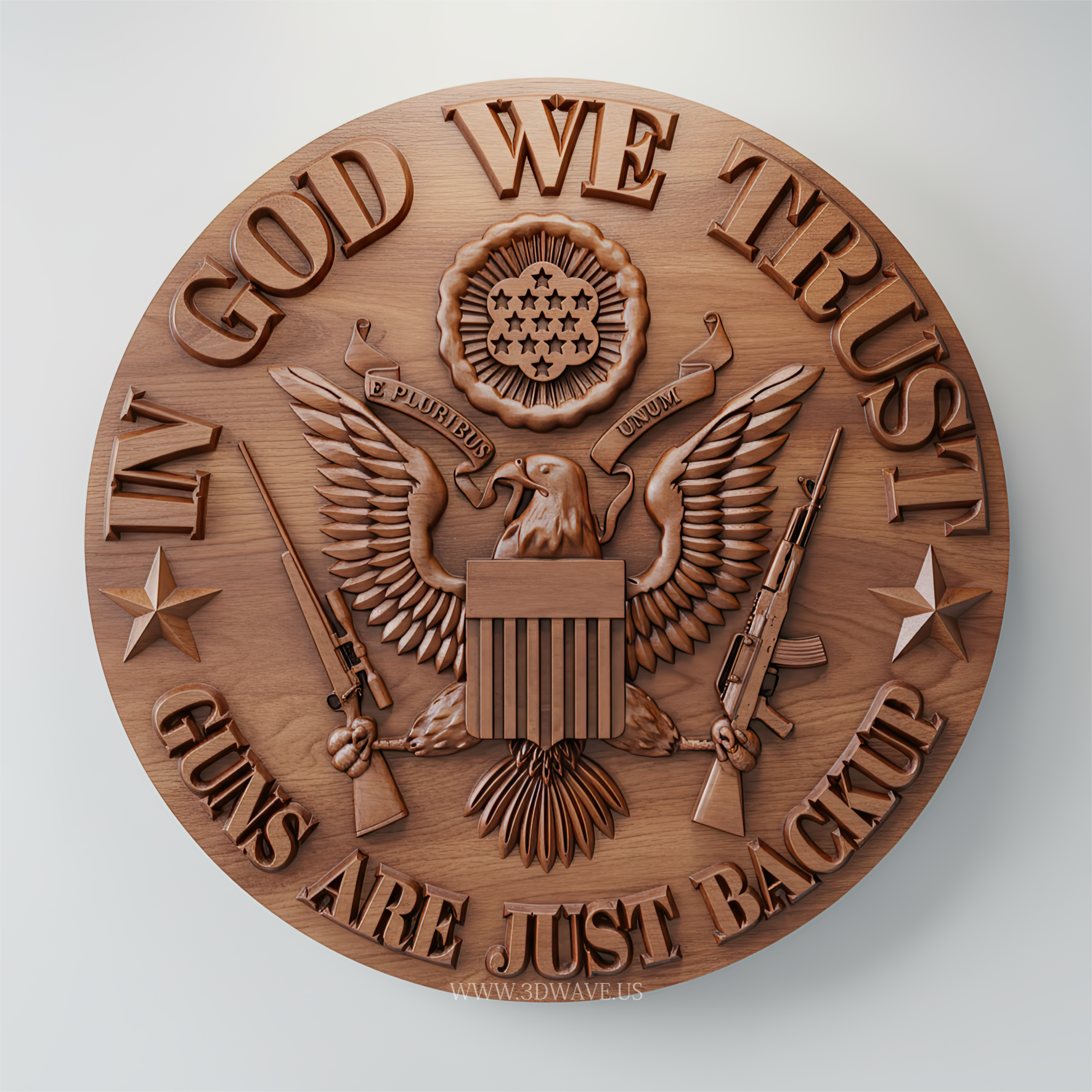 Patriotic Eagle with Guns STL | Second Amendment 3d CNC home decor - 3DWave.us
