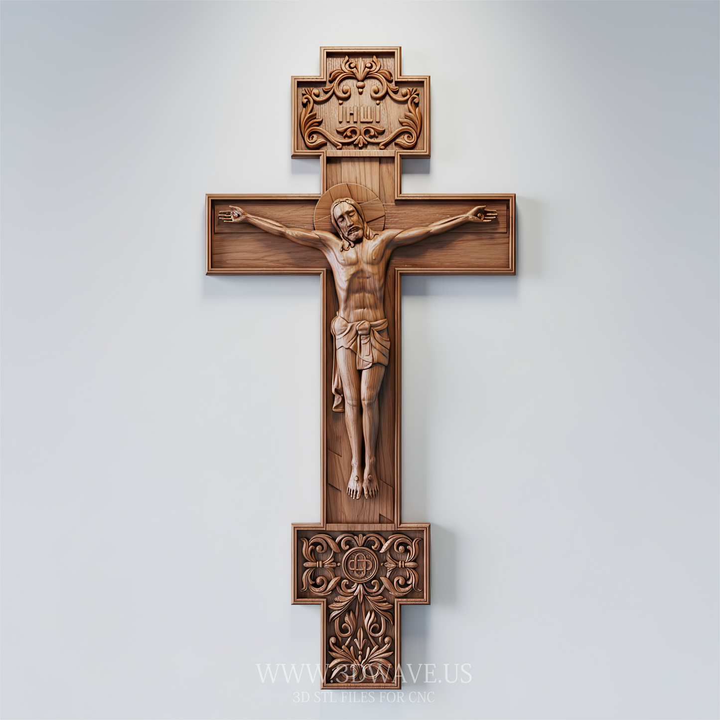 Orthodox Crucifix STL. Jesus on Cross. Sacred Wall Art. CNC Wood Carving - 3DWave.us