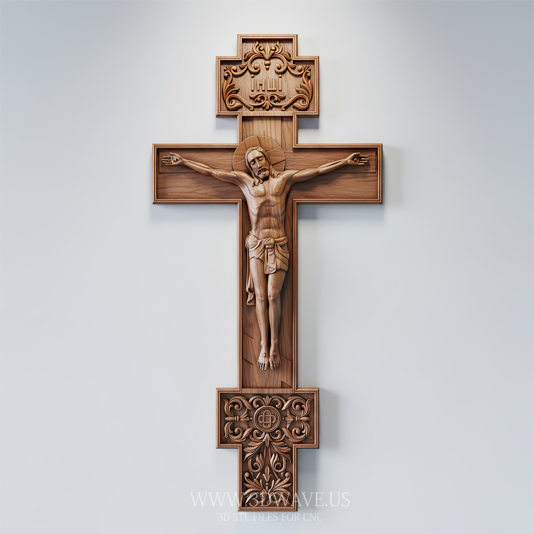 Orthodox Crucifix STL. Jesus on Cross. Sacred Wall Art. CNC Wood Carving - 3DWave.us