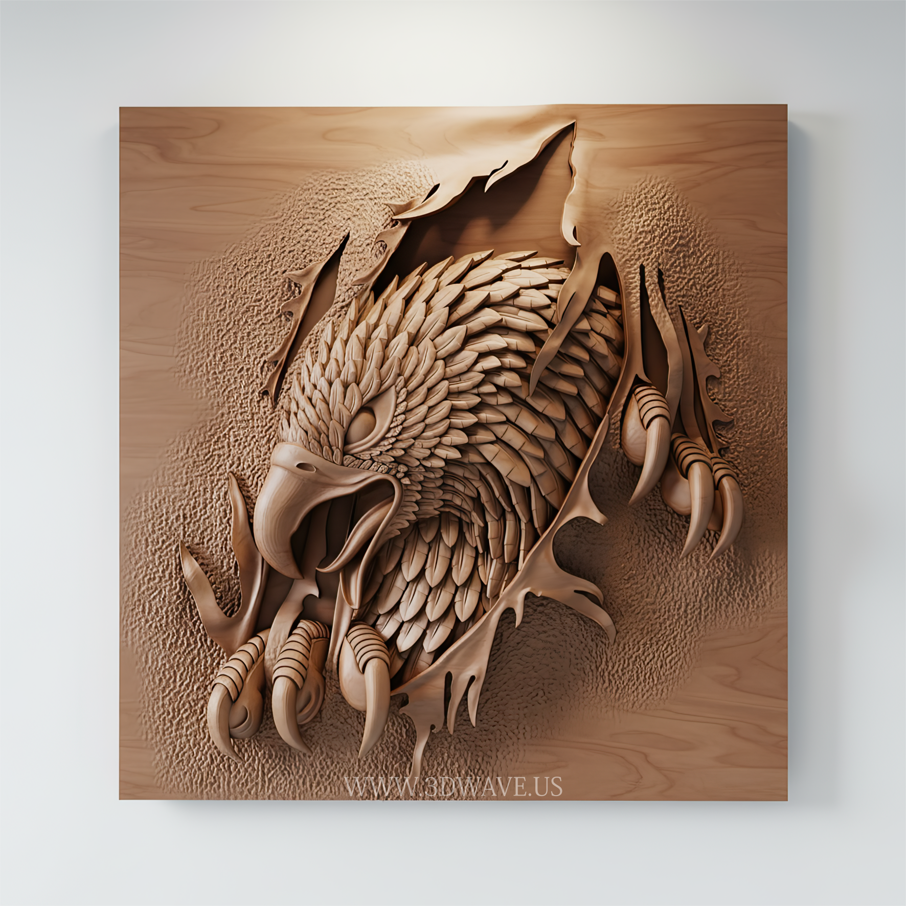 Eagle STL File | CNC Eagle Relief | 3D Wall Art Wood Carving Design - 3DWave.us