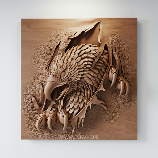 Eagle STL File | CNC Eagle Relief | 3D Wall Art Wood Carving Design - 3DWave.us