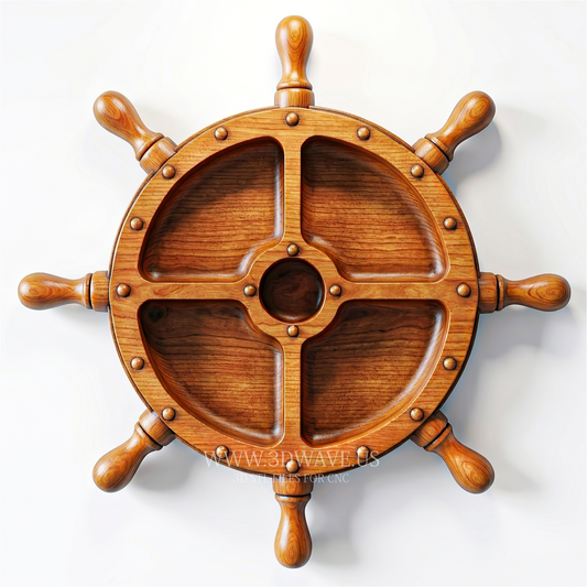 Ship Wheel Tray STL File | Nautical Serving Tray | CNC Router Download