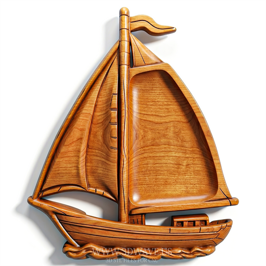 Sailboat STL File | Sailing Tray CNC Model