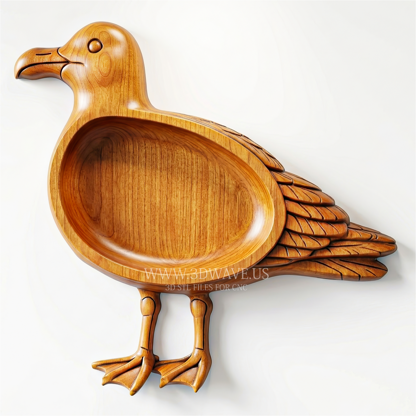 Seagull STL File | Bird Serving Tray CNC Model | Digital Download
