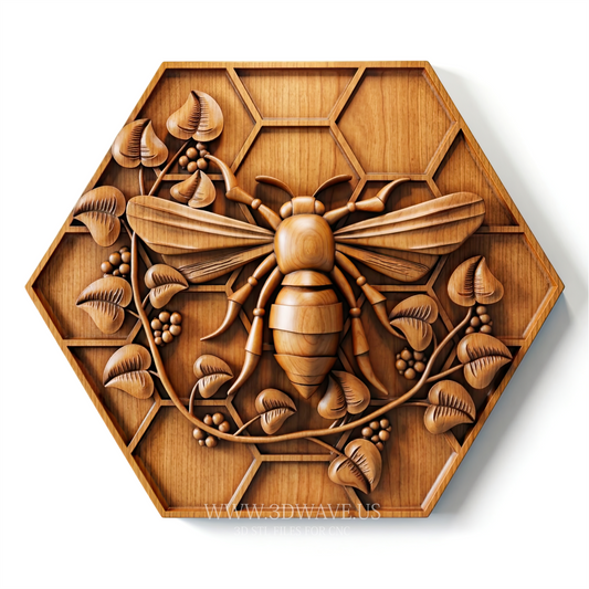 Bee STL File | Honeycomb Relief CNC Model