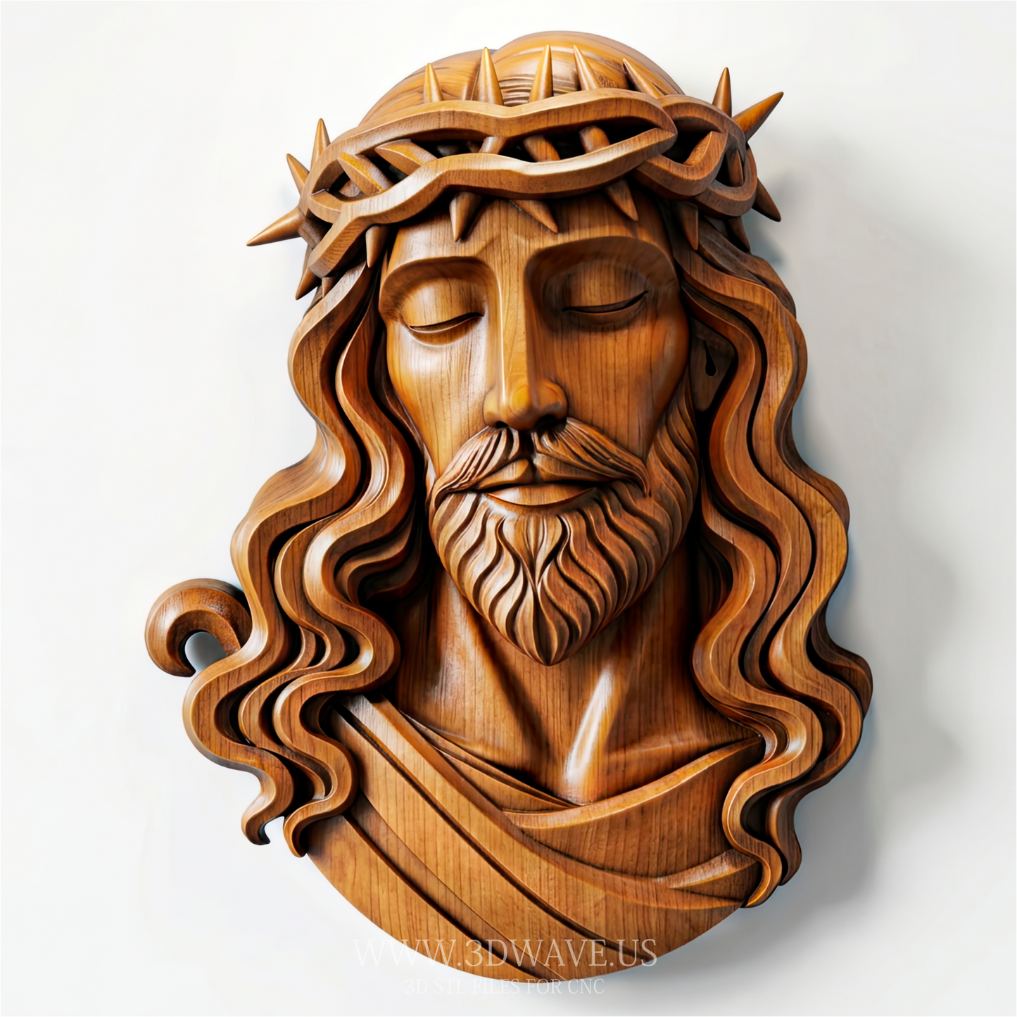 Jesus STL File | Crown of Thorns Relief | CNC Router 3d Model