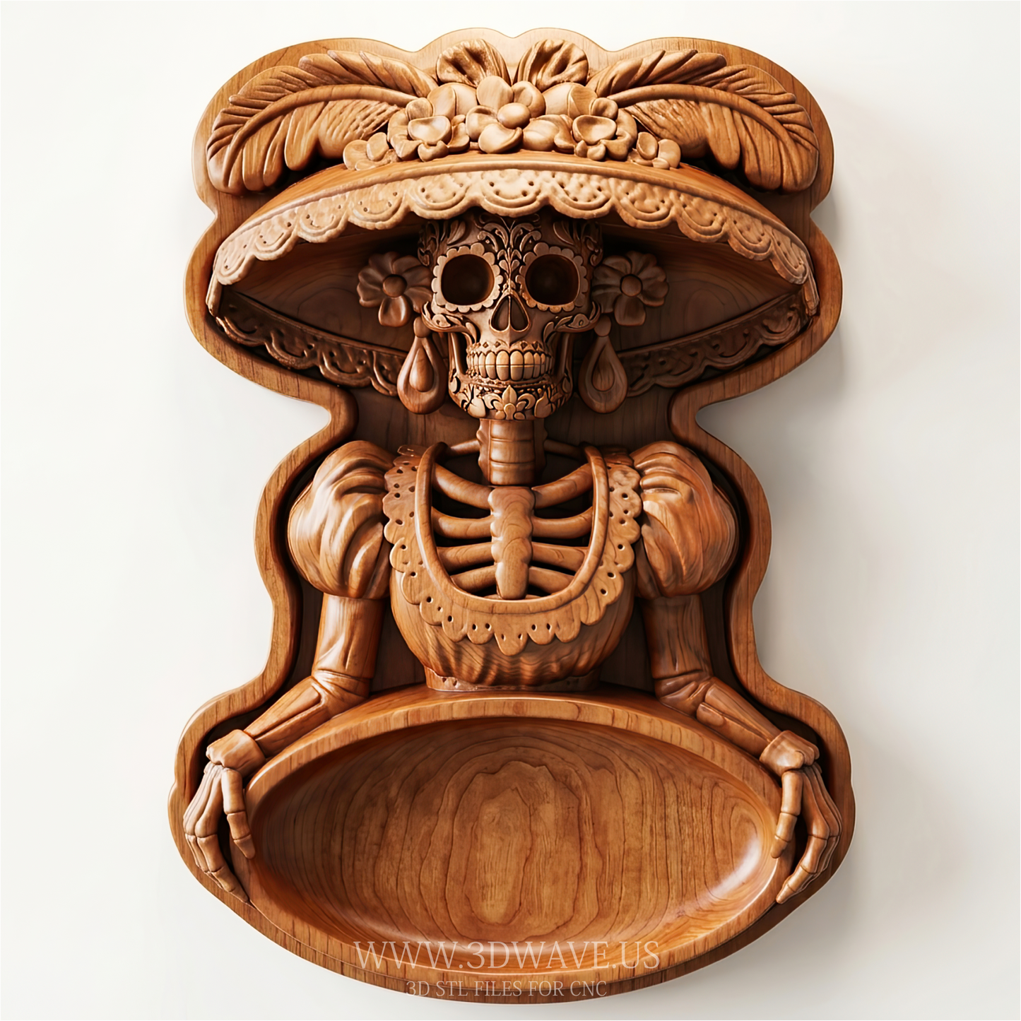 Calavera STL File | Sugar Skull Serving Tray 3D Pattern