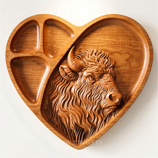 Bison STL File | Heart Charcuterie Board CNC Model
