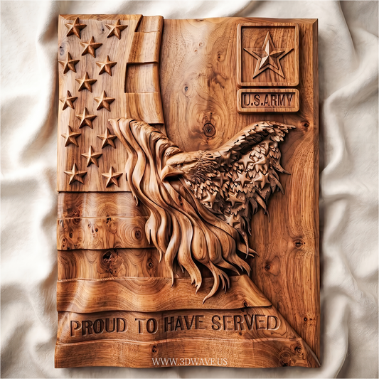 Army STL File | Patriotic Eagle CNC Router File | 3DWAVE