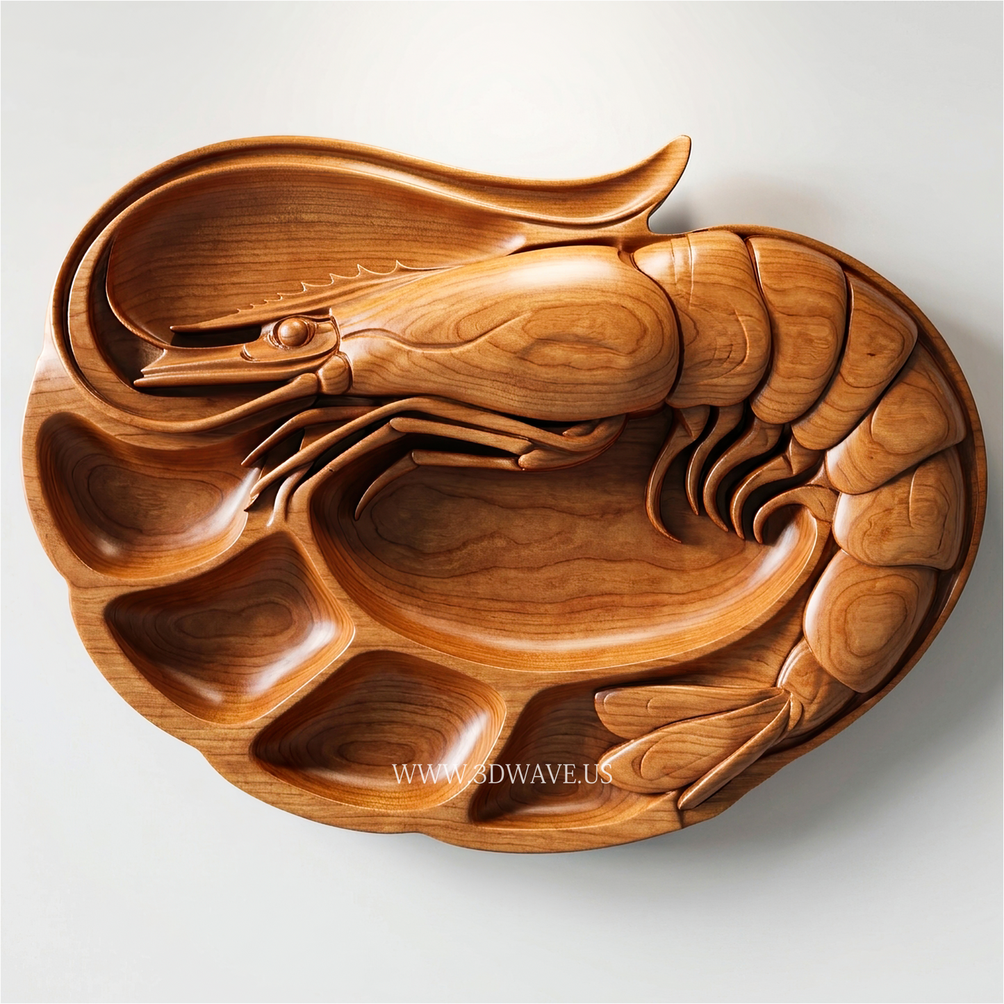 Shrimp STL File | CNC Router Serving Tray | 3dwave.us