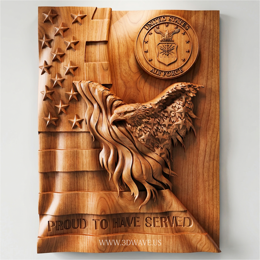 Air Force STL CNC Router File | Veteran Eagle Relief | 3dwave