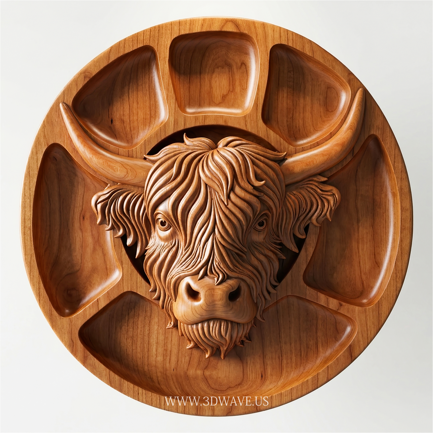 Highland Cow STL | CNC Charcuterie Tray File | 3DWAVE