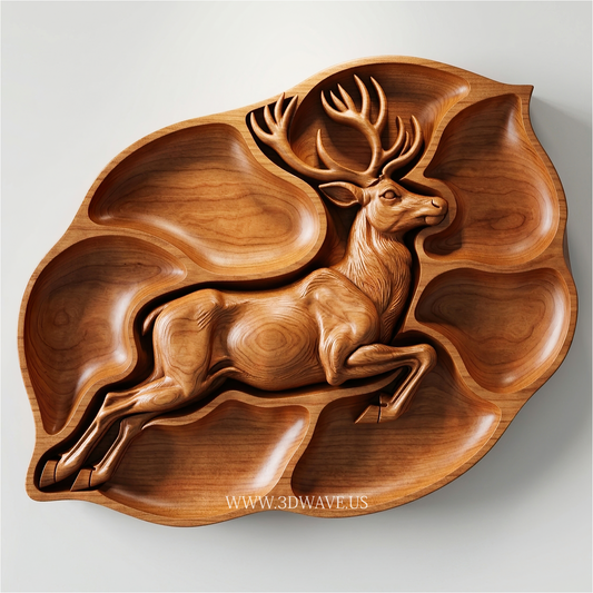 Deer Charcuterie Tray STL | CNC Router File | 3DWave
