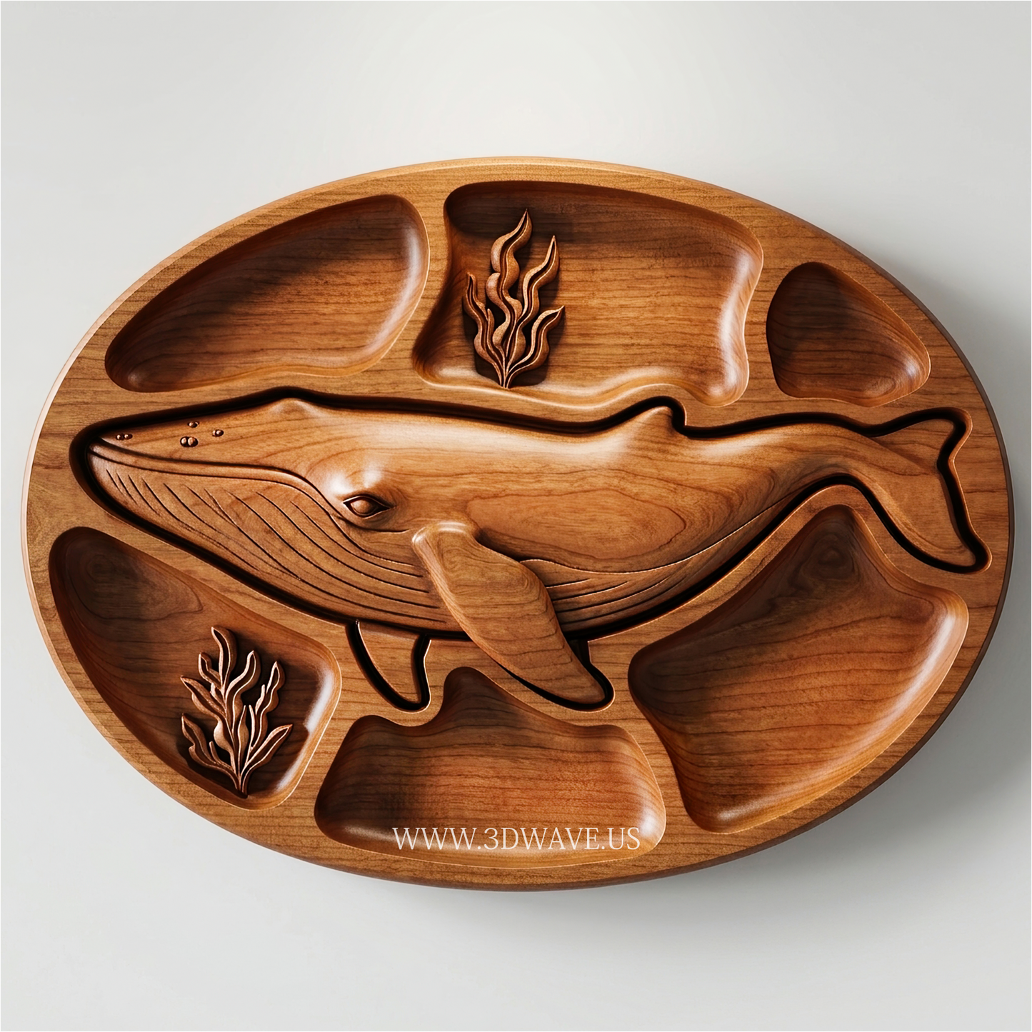 Whale Charcuterie Tray STL | CNC Router File | 3DWAVE