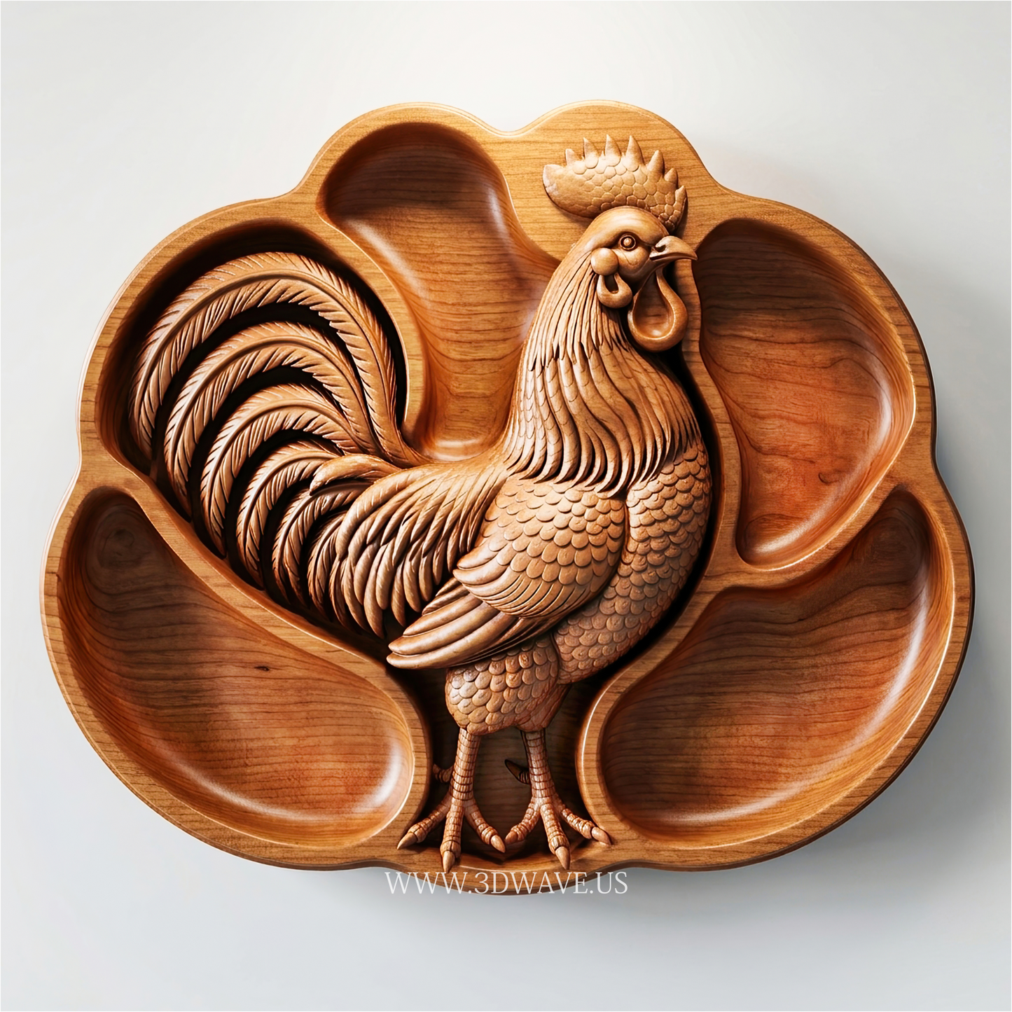 Rooster Charcuterie Tray STL | CNC Router File | 3dwave.us