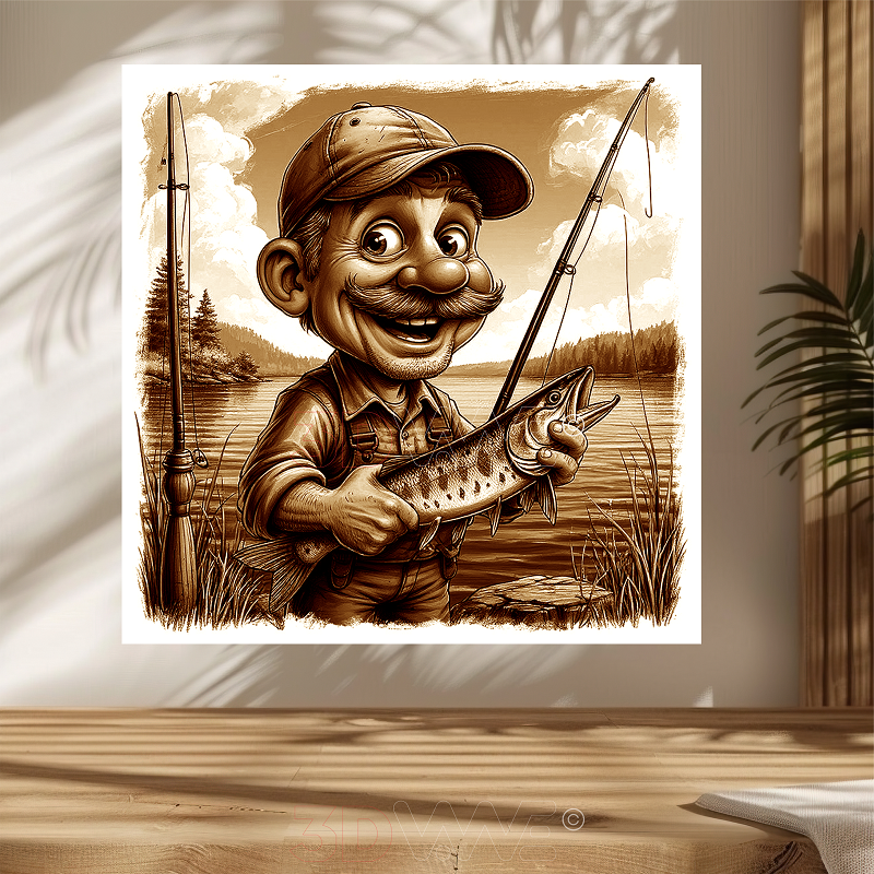 FUNNY FISHERMAN 3d illusion & laser-ready files