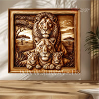 Thumbnail for LIONS FAMILY 3d illusion & laser-ready files
