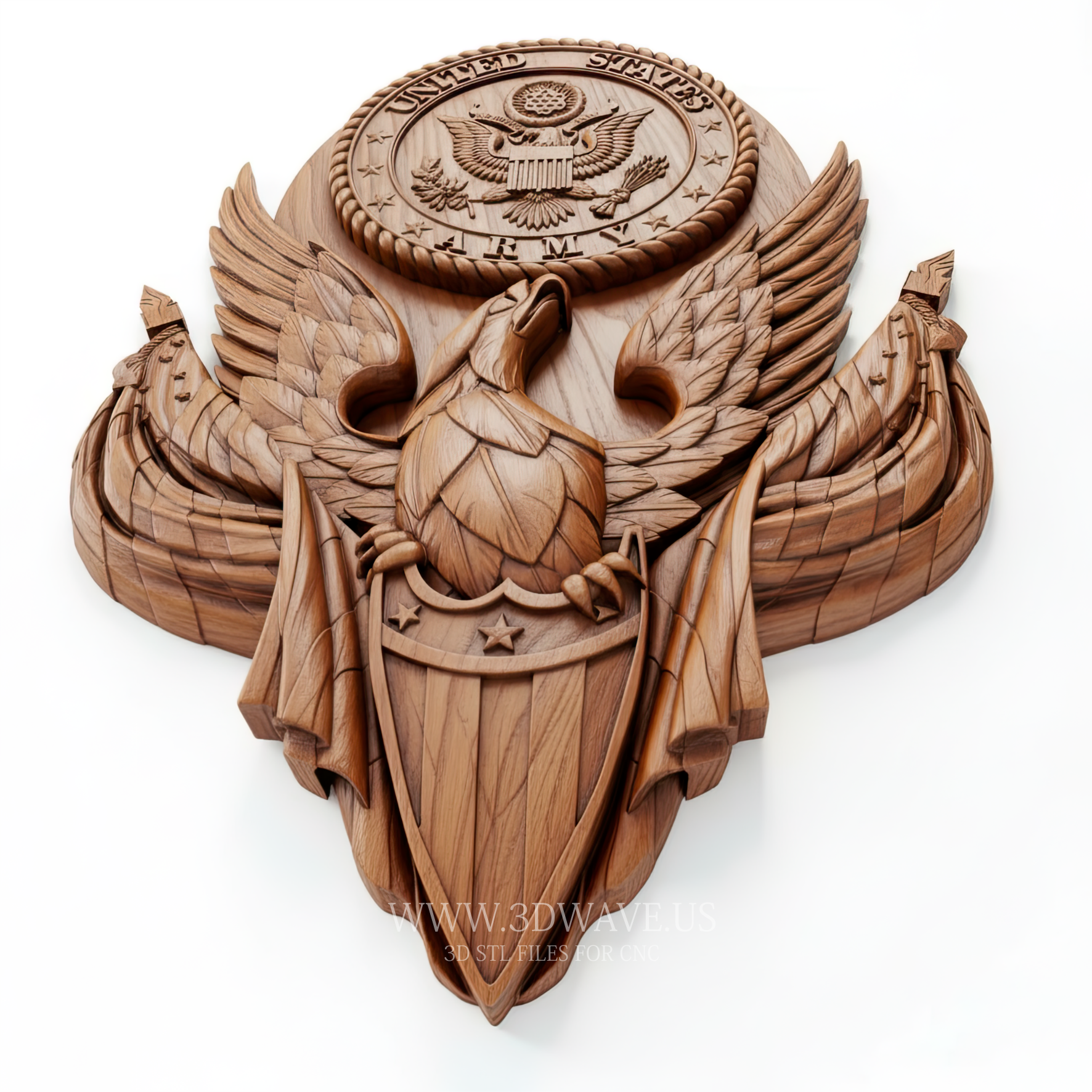 US Army Great Seal - 3D Model for CNC | Patriotic Eagle STL - 3DWave.us