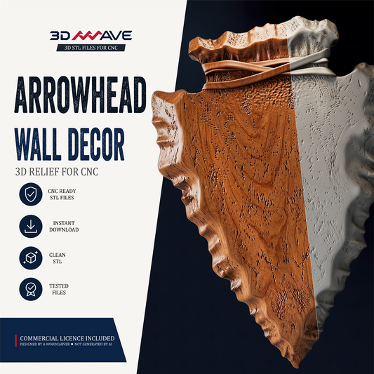 Arrowhead STL file for CNC router wood carving.