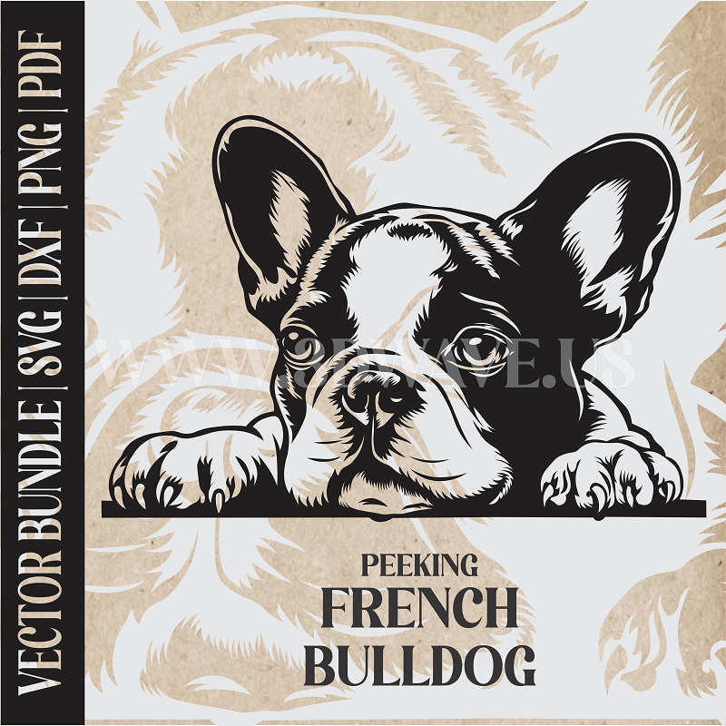Peeking French Bulldog Dog Laser and Cricut SVG Vector Files