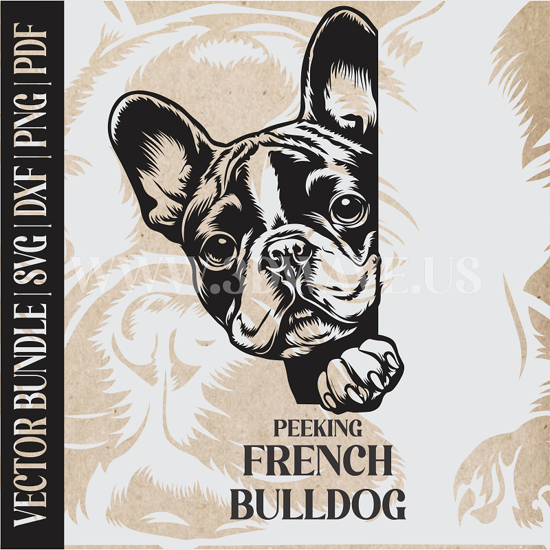 Peeking French Bulldog Dog Laser and Cricut SVG Vector Files
