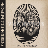 Thumbnail for Native American with Horse| Vector Art: LaserCut Files for Cricut, Glowforge SVG | Digital Products