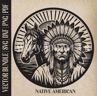 Thumbnail for Native American with Horse| Vector Art: LaserCut Files for Cricut, Glowforge SVG | Digital Products