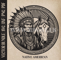Thumbnail for Native American with Horse | Vector Art: LaserCut Files for Cricut, Glowforge SVG | Digital Products