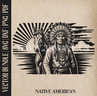 Thumbnail for Native American with Horse | Vector Art: LaserCut Files for Cricut, Glowforge SVG | Digital Products