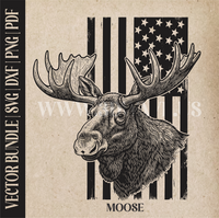 Thumbnail for Moose on American flag backround  | Vector Art: LaserCut Files for Cricut, Glowforge SVG | Digital Products