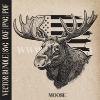 Thumbnail for Moose on American Flag Background | Vector Art: LaserCut Files for Cricut, Glowforge SVG | Digital Products
