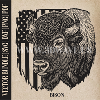 Thumbnail for Bison on american flag background  | Vector Art: LaserCut Files for Cricut, Glowforge SVG | Digital Products