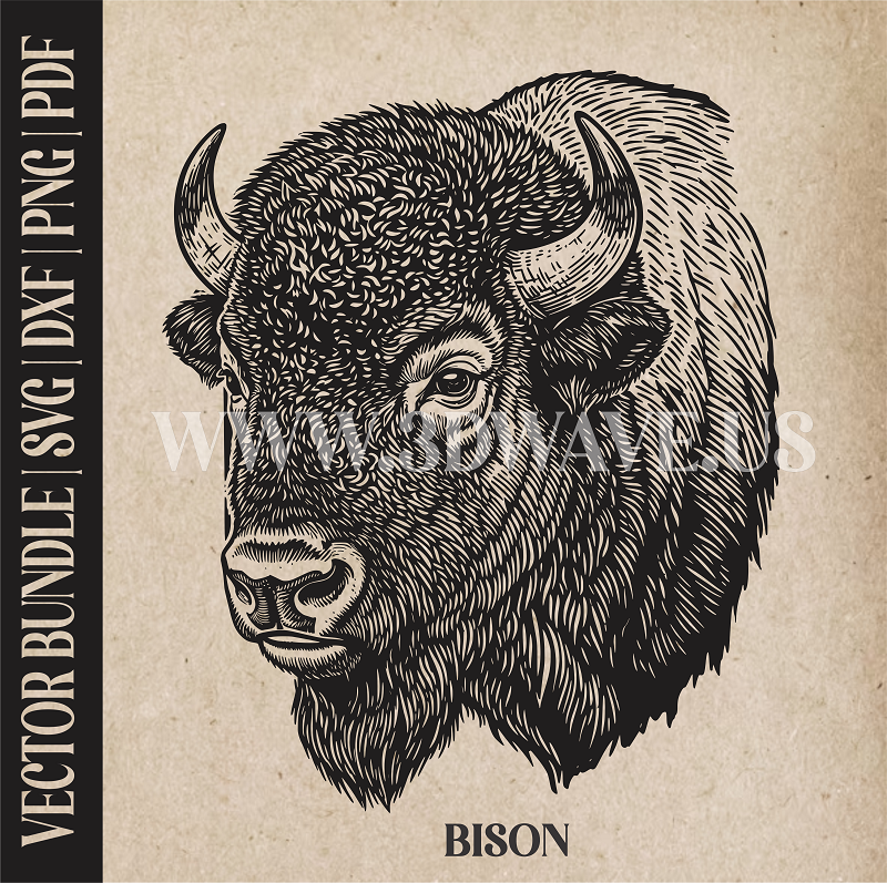 Bison head  | Vector Art: LaserCut Files for Cricut, Glowforge SVG | Digital Products