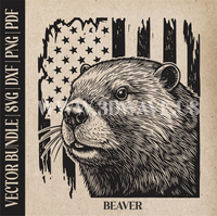 Thumbnail for Beaver on american flag backround | Vector Art: LaserCut Files for Cricut, Glowforge SVG | Digital Products (Copy)
