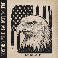 Thumbnail for Bald Eagle on American Flag Background| Vector Art: LaserCut Files for Cricut, Glowforge SVG | Digital Products