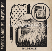 Thumbnail for Bald Eagle on American Flag Background| Vector Art: LaserCut Files for Cricut, Glowforge SVG | Digital Products