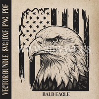 Thumbnail for Bald Eagle on American Flag Background| Vector Art: LaserCut Files for Cricut, Glowforge SVG | Digital Products