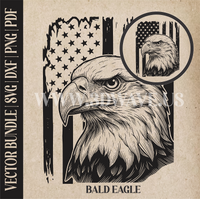 Thumbnail for Bald Eagle on American Flag Background| Vector Art: LaserCut Files for Cricut, Glowforge SVG | Digital Products