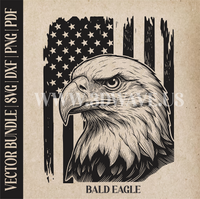 Thumbnail for Bald Eagle on American Flag Background| Vector Art: LaserCut Files for Cricut, Glowforge SVG | Digital Products