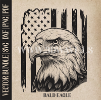 Thumbnail for Bald Eagle on American Flag Background| Vector Art: LaserCut Files for Cricut, Glowforge SVG | Digital Products