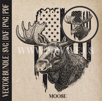 Thumbnail for Moose on American Flag Background | Vector Art: LaserCut Files for Cricut, Glowforge SVG | Digital Products