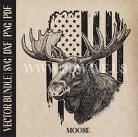Thumbnail for Moose on American Flag Background | Vector Art: LaserCut Files for Cricut, Glowforge SVG | Digital Products