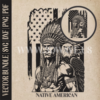 Thumbnail for Native American with Eagle | Vector Art: LaserCut Files for Cricut, Glowforge SVG | Digital Products