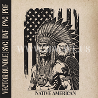 Thumbnail for Native American with Eagle | Vector Art: LaserCut Files for Cricut, Glowforge SVG | Digital Products