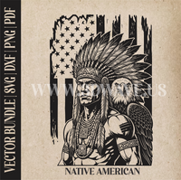 Thumbnail for Native American with Eagle | Vector Art: LaserCut Files for Cricut, Glowforge SVG | Digital Products
