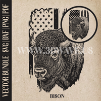 Thumbnail for Bison on american flag background  | Vector Art: LaserCut Files for Cricut, Glowforge SVG | Digital Products