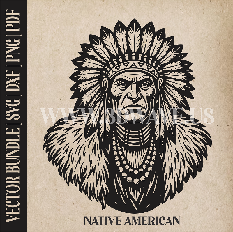 Native American  | Vector Art: LaserCut Files for Cricut, Glowforge SVG | Digital Products