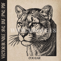 Thumbnail for Cougar  | Vector Art: LaserCut Files for Cricut, Glowforge SVG | Digital Products