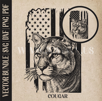 Thumbnail for Cougar on American Flag background | Vector Art: LaserCut Files for Cricut, Glowforge SVG | Digital Products